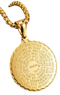 Serenity Prayer Necklace with Praying Hands - Gold