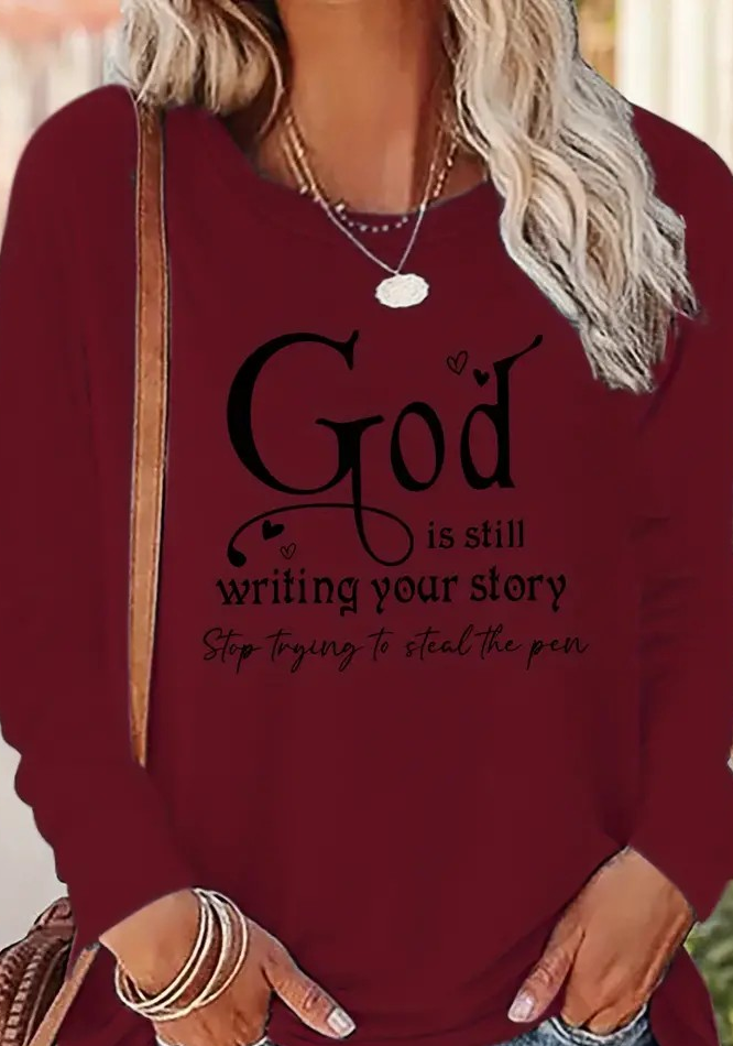 T-Shirt Long Sleeve - God Is Still Writing Your Story - Red (XXL)