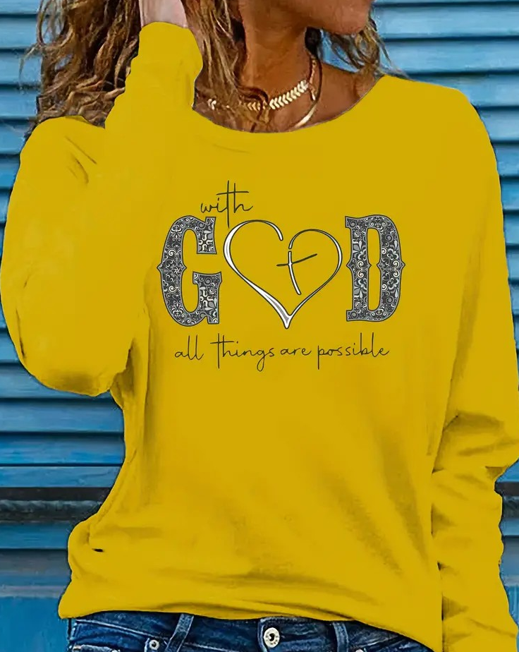 T-Shirt Long Sleeve - With God All Things Are Possible (Size M)