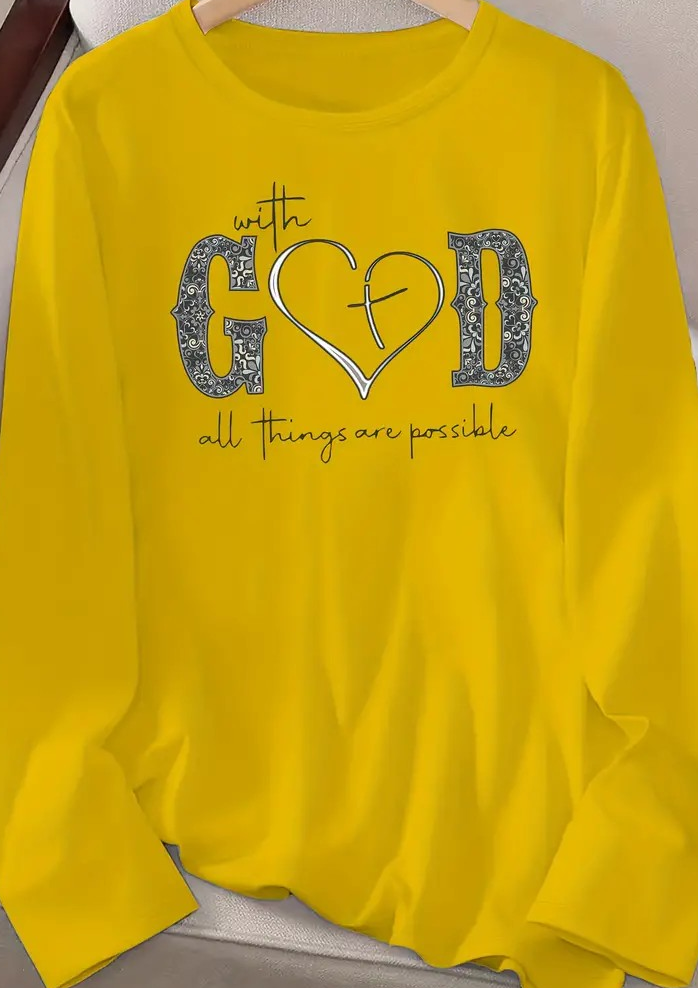 T-Shirt Long Sleeve - With God All Things Are Possible (Size XL)